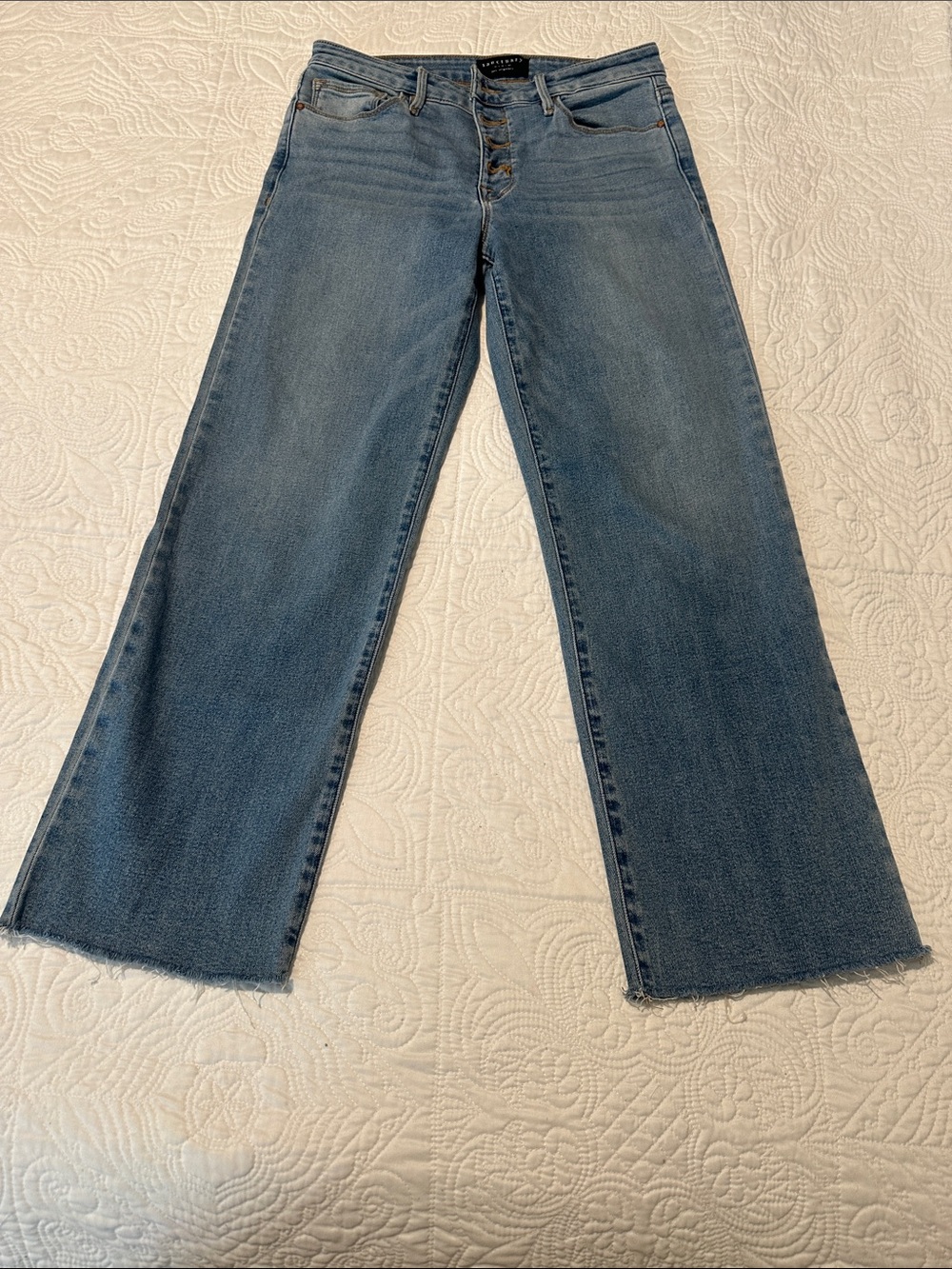 Sanctuary Light Blue High-Rise Wide Leg Jeans with Frayed Hem